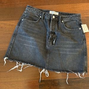 We the Free NWT Free People Black Denim Cutoff Jean Skirt Size 29
